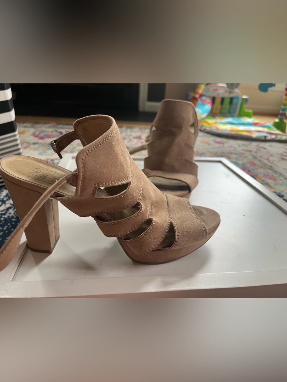 Naturalizer Tan Suede Cutout High Heel Sandals